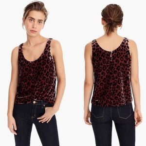 •J.CREW• Always Velvet‎ Rose Leopard Print Tank Top Camisole Size 0 Style J4954
